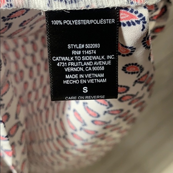 White Pink Paisley Lightweight Summer Blouse Sz. S - Picture 3 of 7